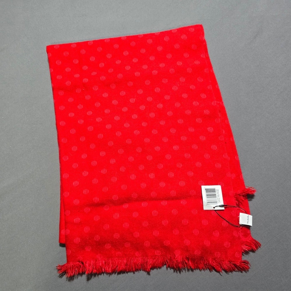New Vera Bradley Wrap Scarf Womens OS Red Polka Dot Floral Fringe